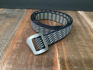 Bison Designs Colorado black tan Woven Belt w/ Metal Buckle sz Large - Picture 1 of 4