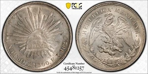 1900 Zs FZ PESO MEXICO KM#409.3 PCGS AU58 #45481257 GREAT EYE APPEAL! - Picture 1 of 5