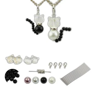 4x Katze Bastelset Katzen Anhänger Glücksbringer Perlenengel Schutzengel Engel - Bild 1 von 4