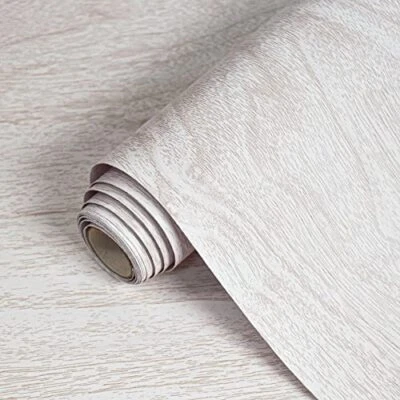 Lativo White Peel and Stick Wallpaper Wood Grain 17.7‘’×118‘’, White/Beige  - Image 1 of 4