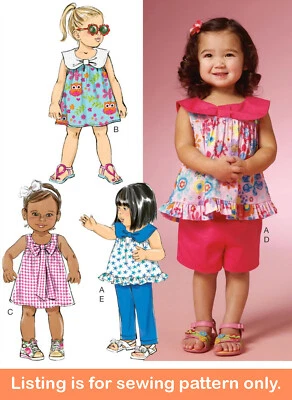 SEWING PATTERN - Sew Girl Clothes Clothing Shirt Dress Pants Shorts Toddler 6200 - Image 1 of 3
