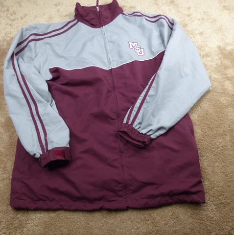 MSU Bulldogs Embroidered Windbreaker Jacket Extra Large Maroon Logo Mens 7.17* Cover