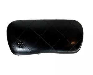 Chanel Quilted Logo Leather Sunglasses Glasses Black Case Only CC Signature - Picture 1 of 10