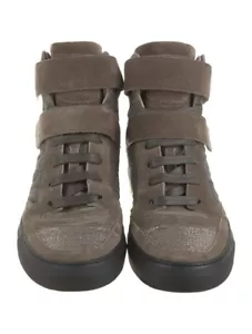 Brunello Cucinelli Monili Italian Leather Taupe Gray Sneakers Booties 9 - Picture 1 of 9