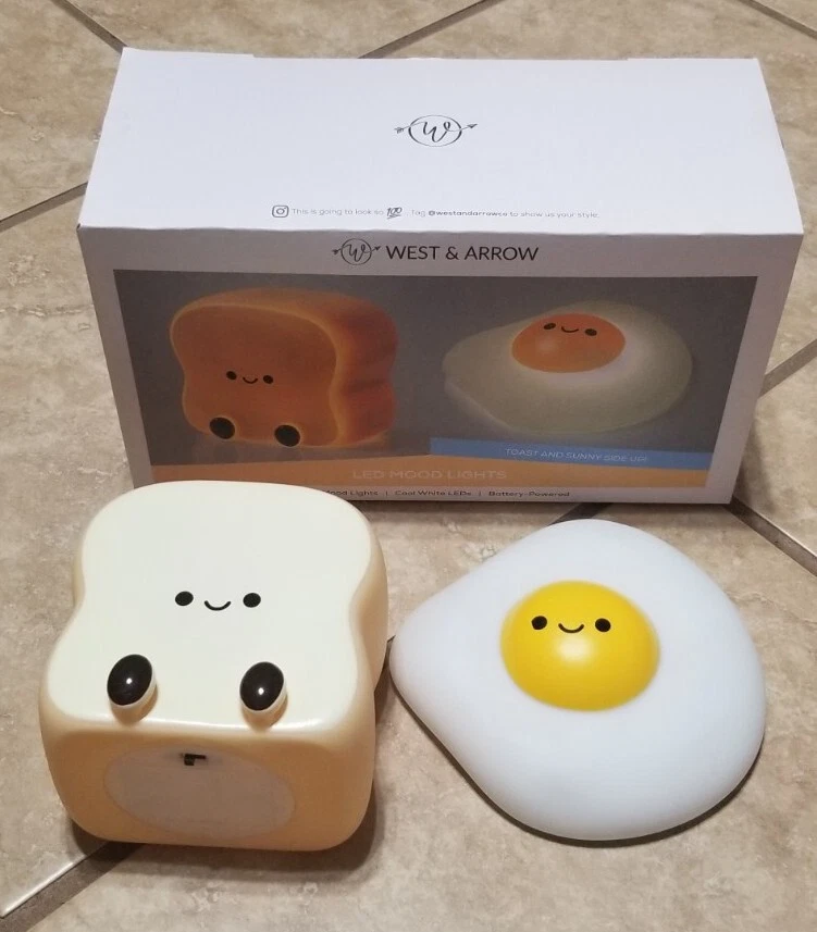 West & Arrow Toast And Sunny Side Up Egg LED Mood Lights RARE Limited Edition