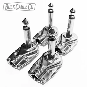 Paquete de 4 - Juego de conectores de panqueques de ángulo recto de 1/4" - conector de parche plano - enchufe de cable - Imagen 1 de 12