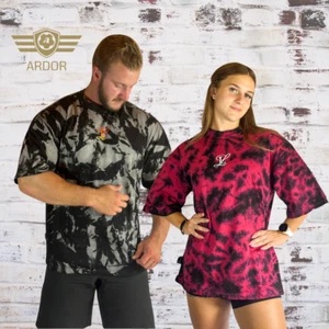 Mens 100% Cotton Tshirt Oversized Women Gym Shirts Acid Washed Tie Dye Tee Tops - Picture 1 of 17