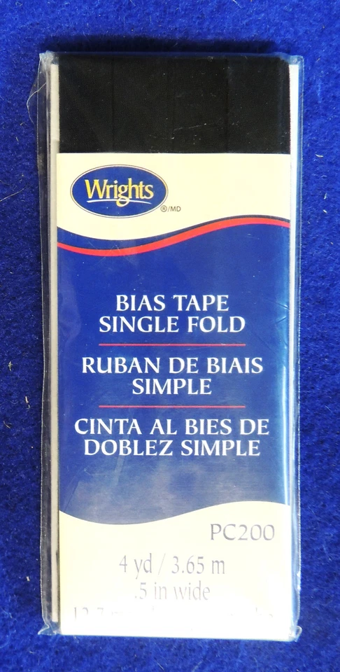 Wrights 117200031 Single Fold Bias Tape 4yds Black