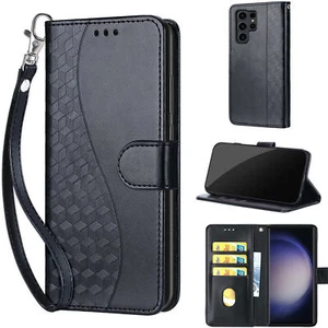Leather Wallet Phone Case For iPhone Huawei Samsung Honor Xiaomi Sony Moto OPPO - Picture 1 of 9