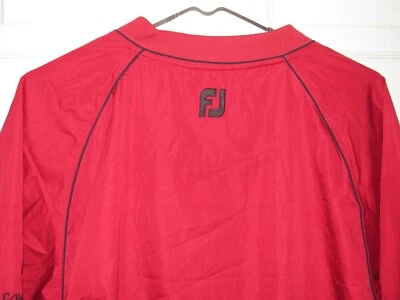 FOOTJOY La Paloma Men's Sz Medium Red Wind Rain Shirt Black Trim V Neck Pockets - Image 1 of 4