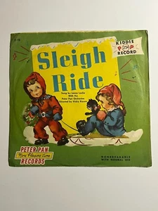 RARE Peter Pan Records Sleigh Ride & O Little Town Of Bethlehem 7" 45 RPM 1955 - Foto 1 di 4