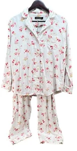 Lauren Ralph Lauren Black Label Flannel 2 Piece Floral Small Pajama Set - Picture 1 of 14