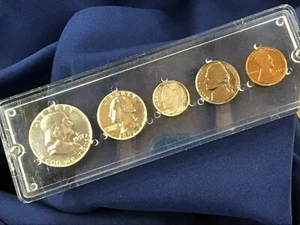 1957 U. S Silver Proof Set in Clear Lucite Holder E0619 - Picture 1 of 6