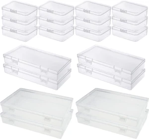 20 Pieces Mixed Sizes Rectangular Empty Mini Clear Plastic Organizer Storage Box - Picture 1 of 12