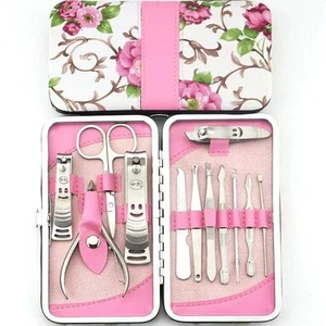 12-Pack Professional Manicure & Pedicure Set –Nail Clippers Grooming Kit w/ Case - Picture 1 of 6