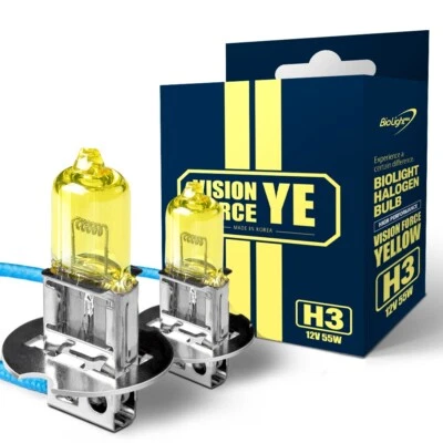 H3 Halogen 3000K 55W Bright Yellow Fog/Driving Light Bulb - Pack of 2 - Image 1 of 4