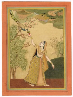 Rajasthani Miniature Art Painting Of Ragini Ethnic Indian Folk Art 6.5x9 Inches - Image 1 of 4