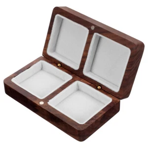 Solid Wood Ring Box Storage Case Bride Travel Holders Vintage Mini - Picture 1 of 12