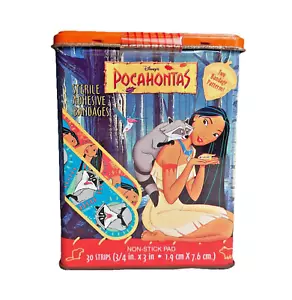 Vintage Disney Band Aids Pocahontas Vendajes Metal Caja de Lata 30 Tiras NUEVO SELLADO - Imagen 1 de 9