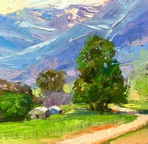 Mountain Painting Original Trees Landscape Art Oil on canvas Impasto Painting - Picture 1 of 4