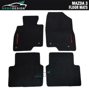 Fits 14-18 Mazda 3 Black Nylon Floor Mats Carpet Front Rear with SPORT - Picture 1 of 2