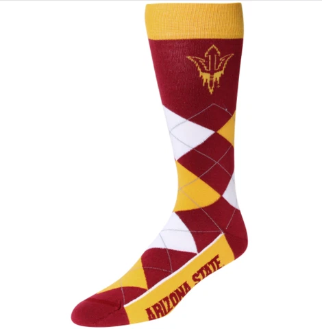 Arizona State Sun Devils Maroon & Gold Argyle Lineup Deuce Crew Socks Cover
