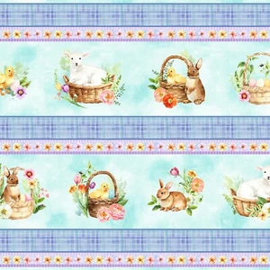 Border Stripe Easter Wonder Fabric by Hoffman Collection BTY 44" Wide - Picture 1 of 3
