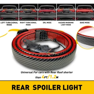 Carbon Fiber LED Car Tail Brake Light Strip Rear Spoiler Lip Trim Universal New - Picture 1 of 17
