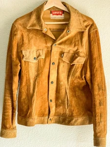 Vintage Levi’s Suede Leather Big E Trucket Jacket Type III Brown Medium Cowhide - Bild 1 von 9