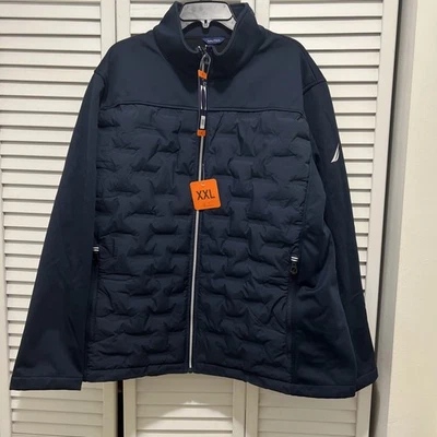 Jaqueta elástica ativa resistente à água Nautica mídia mista azul marinho masculina XXL nova com etiquetas - Imagem 1 de 4