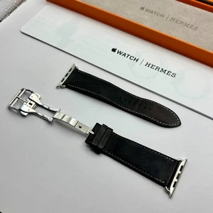 DDP Hermes Apple Watch Deployment Single Tour Noir Leather Band 44/45/ 46/49mm - Picture 1 of 10