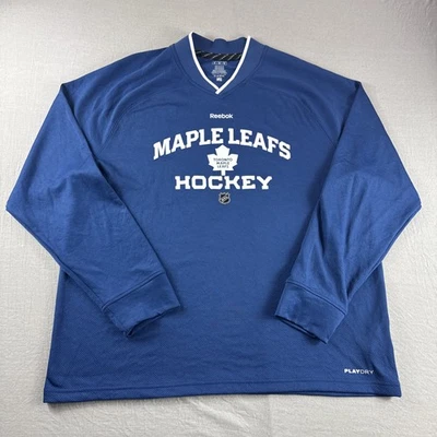 Camisa de hockey Toronto Maple Leafs Reebok Playdry manga larga NHL azul jersey logotipo Foto 1 de 4