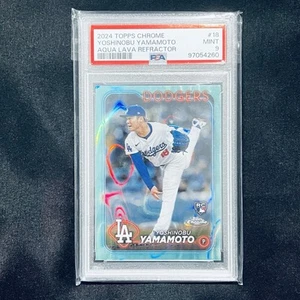 2024 Topps Chrome Aqua Lava Refractor Yoshinobu Yamamoto /199 RC Dodgers PSA 9 - Bild 1 von 2
