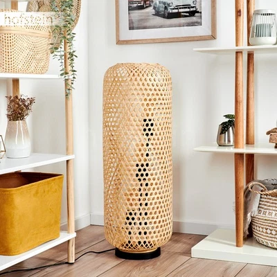 Hofstein Decollatura Modern Floor Lamp Metal/Bamboo Black/Natural Floor Lamp - Image 1 of 4