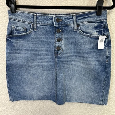Antigua minifalda de mezclilla azul marino con botones y mosca para mujer 10 jean azul desgastado dobladillo crudo nueva con etiquetas Foto 1 de 4