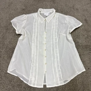 Blusa Ann Taylor Loft blanca manga corta para mujer talla 12 - Imagen 1 de 10