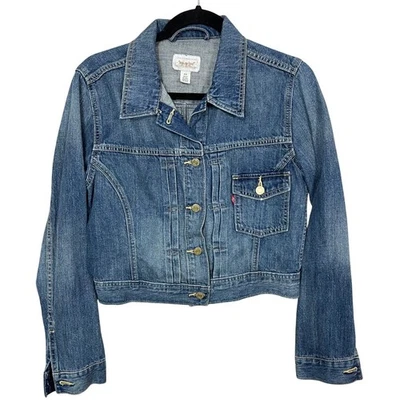 Chaqueta de camionero Levi's Denim para mujer azul medio ajustada clásica Foto 1 de 4