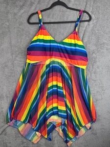 Charming Women Tankini Beach Padded Bathing Suit Top Size 3X Rainbow Pride - Picture 1 of 14
