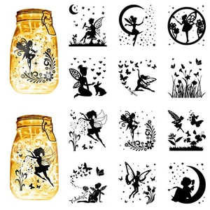 12Pcs Fairy Silhouettes Mason Jar Decor Angel Lantern Laser Cutouts Ornaments... - Bild 1 von 6