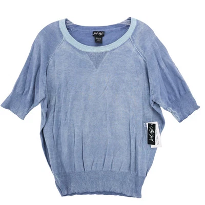 NWT LORD & TAYLOR Blue 100% Cotton Short Sleeve Knit Top Dyed Size LARGE - Image 1 of 4