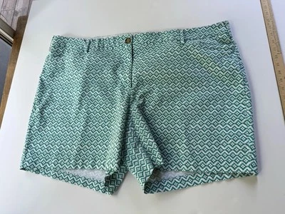 Pantalones Cortos Land’s End Tiro Medio Verde Geométrico Talla Grande 26W Mezcla de Algodón Foto 1 de 4