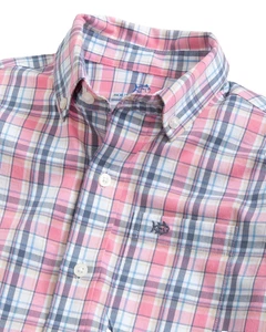SOUTHERN TIDE L/S Button Up Plaid Shirt-Pink/Navy-NWT  Boys XL (16) - Picture 1 of 3