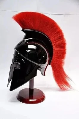 Casco Corintio Griego con Pluma Roja Armadura Romano Espartano Larp Rústico Regalo Foto 1 de 4