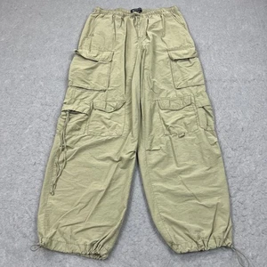 Aeropostale Parachute Cargo Pants Womens L Green Utility Pockets Drawstring Y2K - Picture 1 of 16