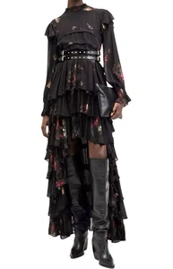 All Saints Cavarly High-Low Maxi Boho Dress In Back. Size 10 12 14 UK - Picture 1 of 6