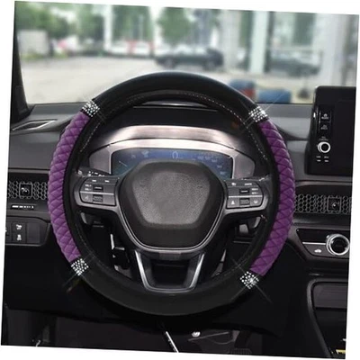 Cubierta de volante de cuero suave Bling, 15 pulgadas coloridos pedrería púrpura Foto 1 de 4