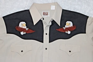ELY Cattleman Black Pearl Snap Herren Button Up Western Hemd bestickt Adler XL - Bild 1 von 6