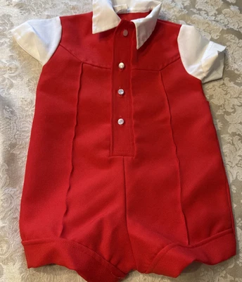 DE COLECCIÓN AÑOS 70/80 TODDLE TYKE ROJO MAMELUCO niños cuello corto 2T Foto 1 de 3