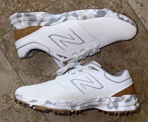 (MISMATCHED SIZE) New Balance Golf Brighton Shoes White/Brown SZ L 13 4E & R 12D - Picture 1 of 8