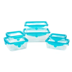 12-Pieces Stretchable Silicone Air-Tight Food Storage Container Set - Picture 1 of 12